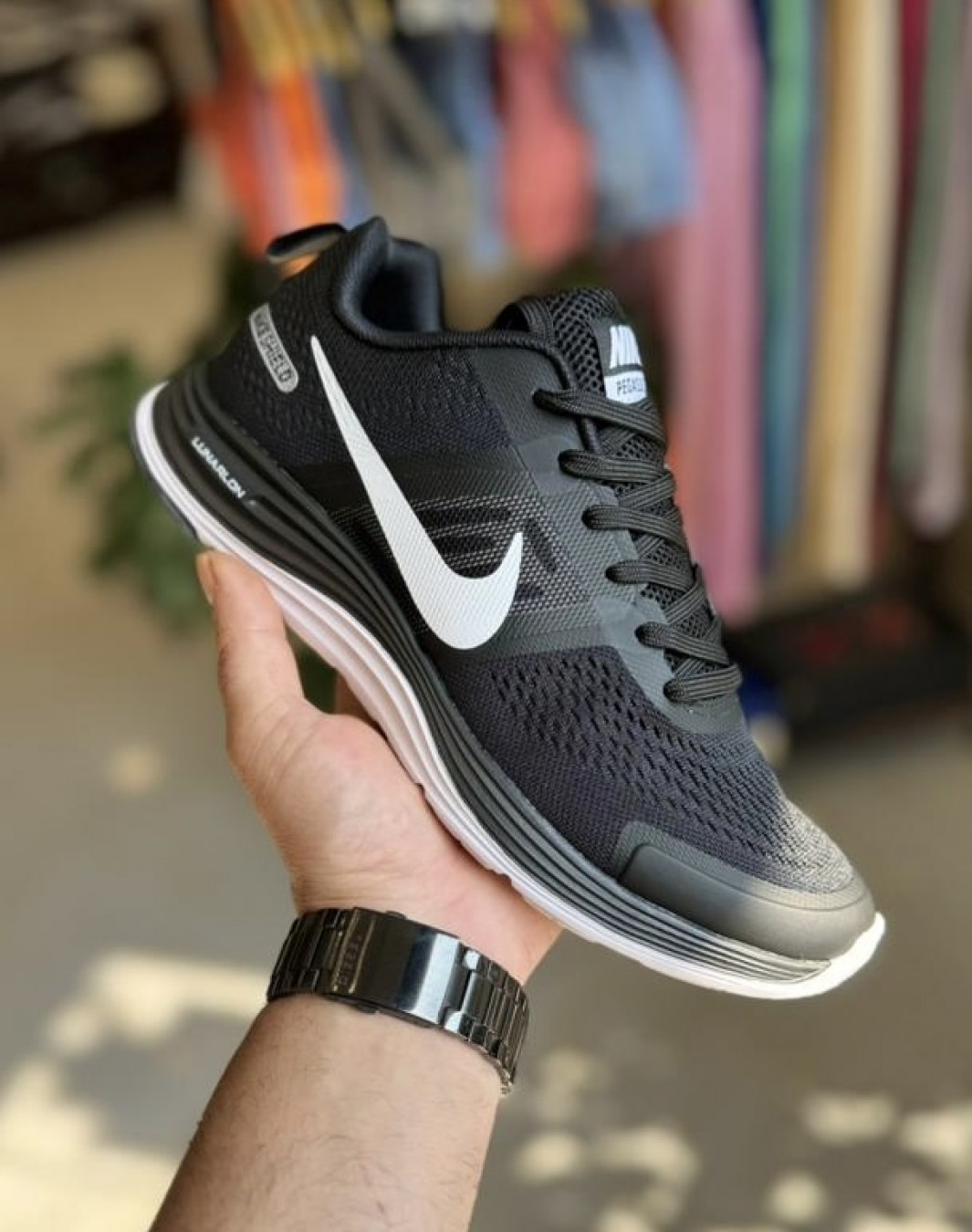 نایکی شیلد لونارلون مشکی سفید || Nike Shield Lunarlon Black White (کد ۴۹۸)