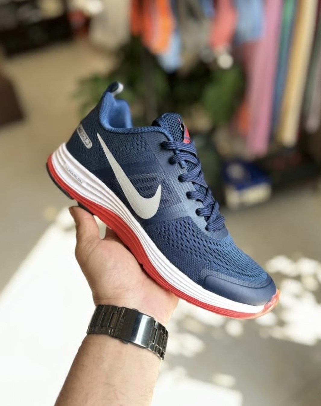 نایکی شیلد لونارلون سرمه ای قرمز || Nike Shield Lunarlon Navy Red (کد 184)