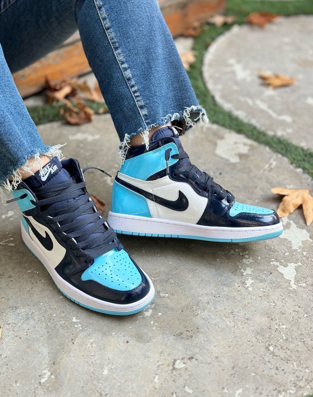 نایکی ایر جردن ۱ ساقدار یو ان سی پتنت || Nike Air Jordan 1 Retro High UNC Patent (کد ۴۷۶)