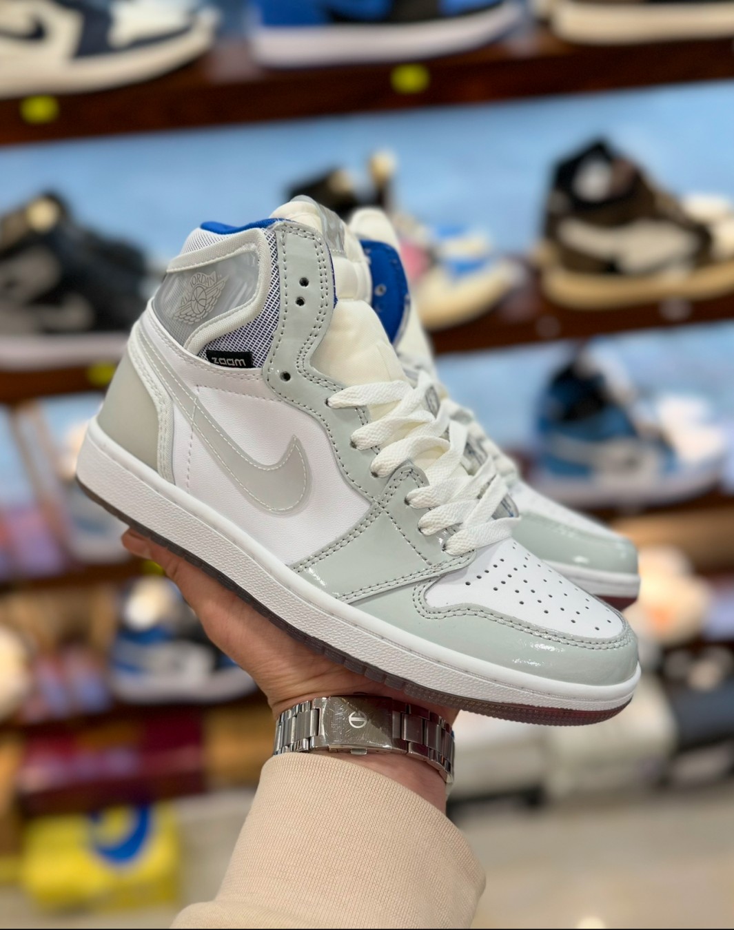 نایکی ایر جردن 1 ساقدار وایت ریسر بلو || Nike Air Jordan 1 High White Racer Blue (کد ۵۳۳)