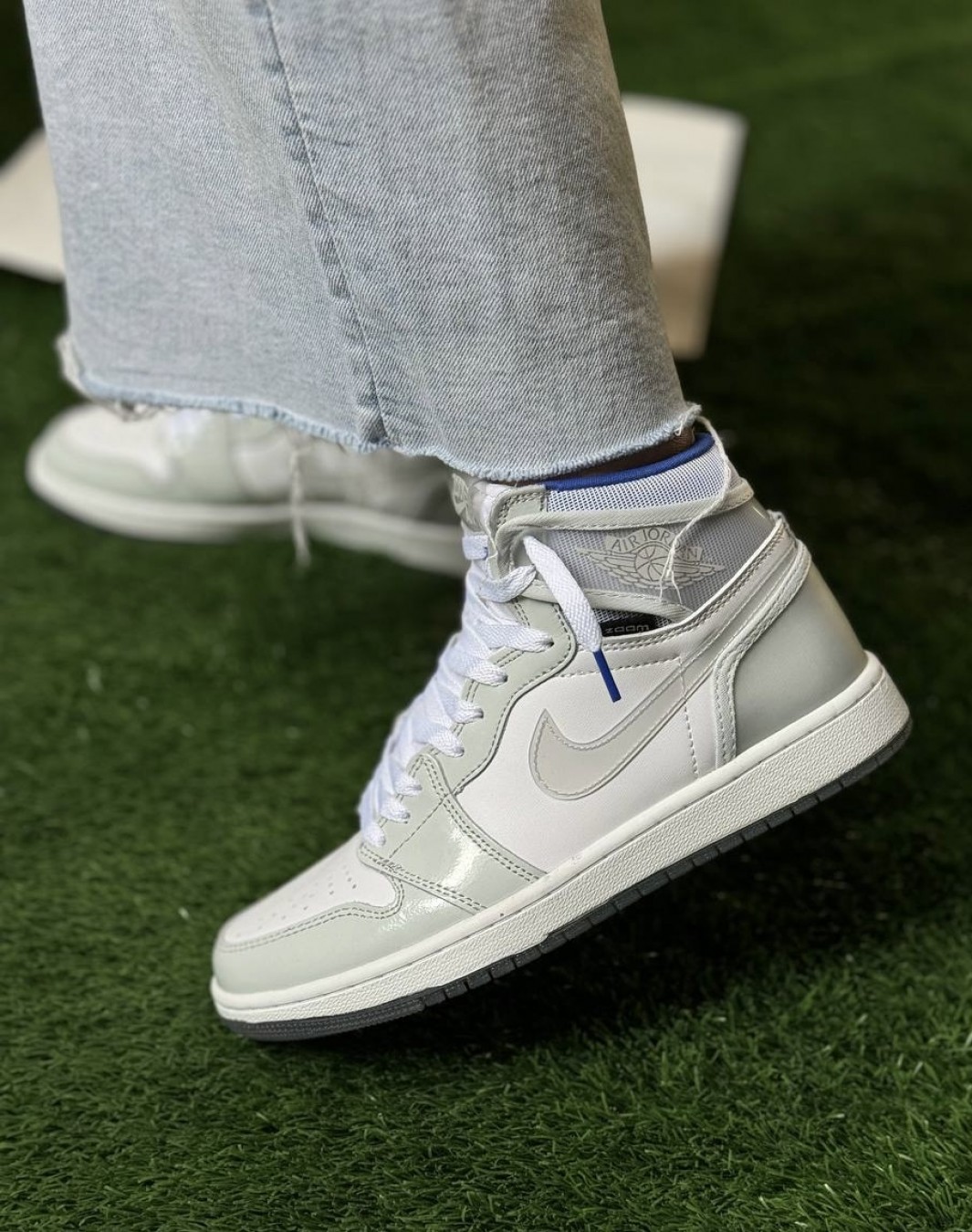 نایکی ایر جردن 1 ساقدار وایت ریسر بلو || Nike Air Jordan 1 High White Racer Blue (کد ۵۳۳)