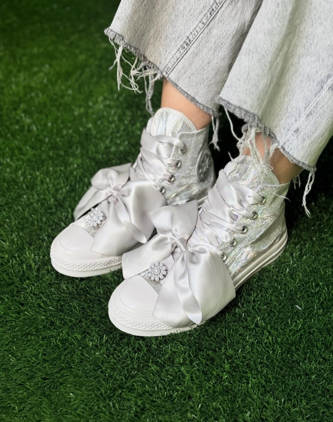 کانورس آل استار کاستوم ودینگ نقره ای || Converse Chuk Taylor 70 Custom Wedding Silver (کد ۵۴۲)