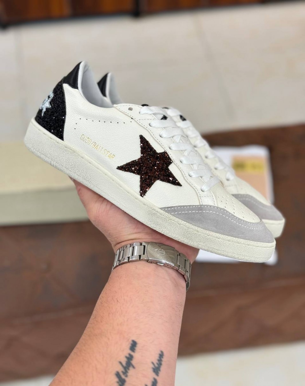 گلدن گوس سوپر استار سفید مشکی || Golden Goose Super Star White Black (کد ۶۳۴)