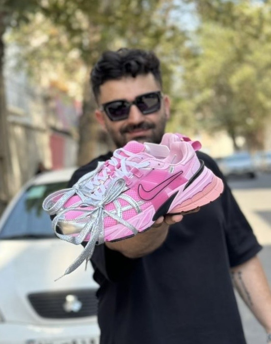 نایکی وی ۲ کی ران صورتی نقره ای || Nike V2K Run Pink Metallic (کد ۶۵۶)