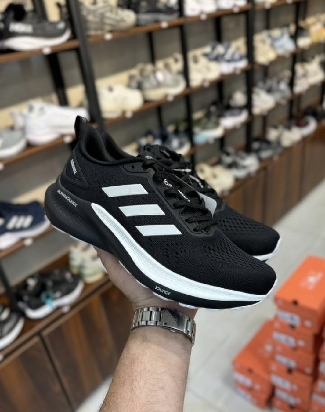 آدیداس ریسرونس آلفابونس مشکی سفید || Adidas Resronce Alphabounce Black White (کد ۶۶۶)
