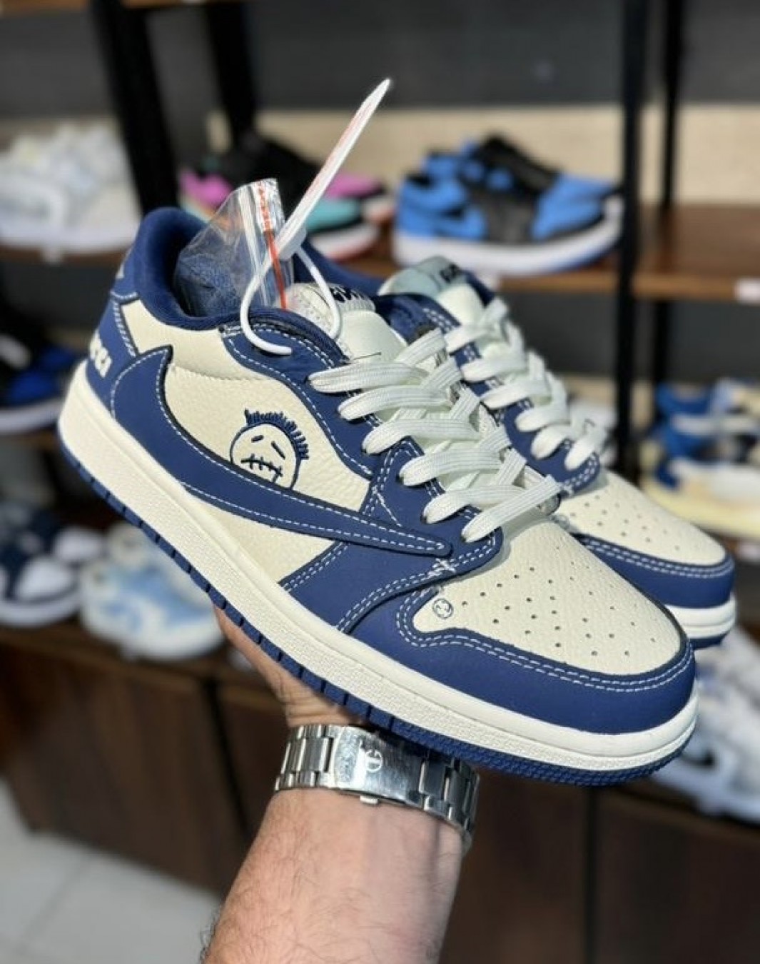 نایکی جردن 1 ترویس اسکات بدون ساق گوچی آبی || Nike Jordan 1 Travis scott 1 Low Gucci Blue (کد ۶۶۷)