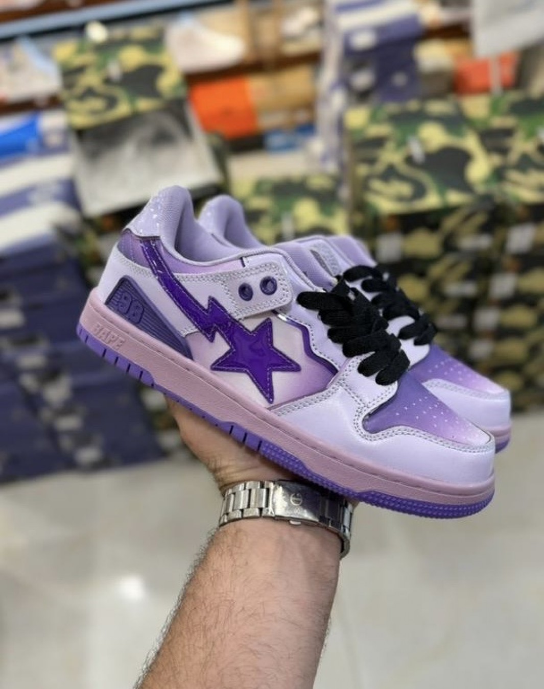 نایکی ایرفورس بیپ بنفش || Nike Air Force Bape Sta Low Purple (کد ۶۸۸)
