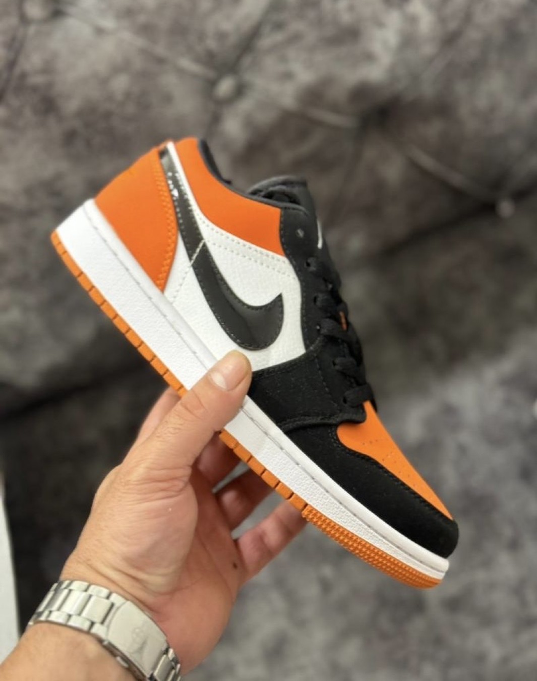 نایکی ایر جردن 1 بدون ساق مشکی نارنجی‌ || Nike Air Jordan 1 Low Shattered Backboard (کد ۶۹۴)