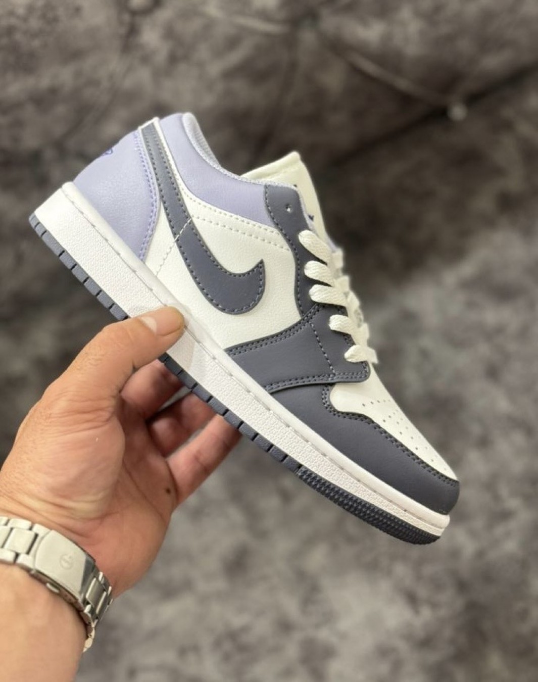 نایکی ایر جردن 1 بدون ساق طوسی یاسی‌ || Nike Air Jordan 1 Low Purple Comet (کد ۶۹۵)