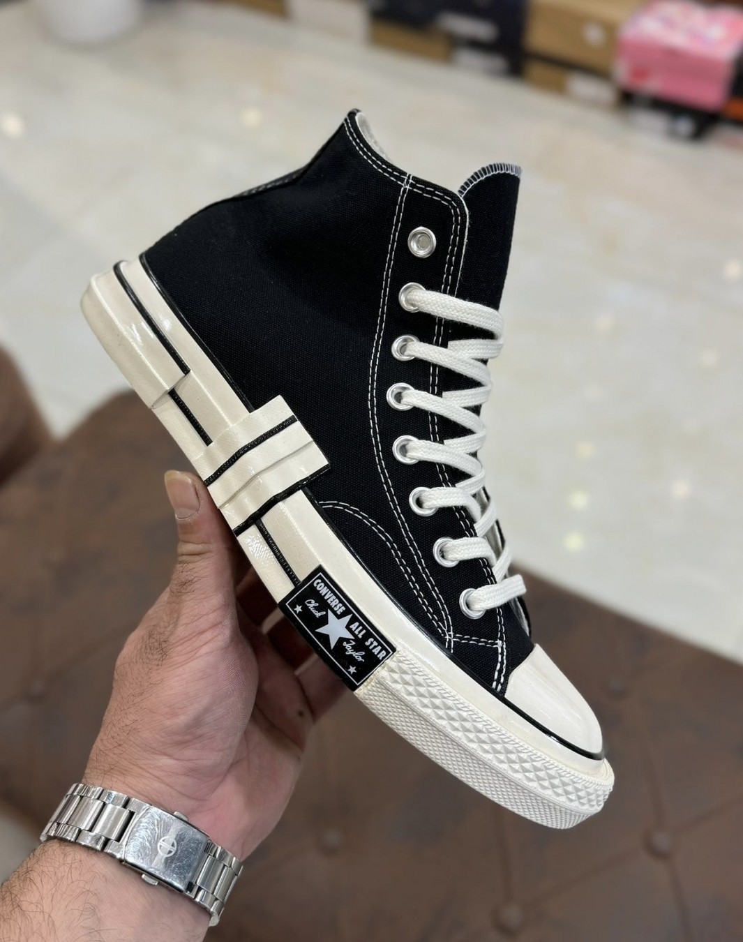 کانورس آل استار رابر پچ ورک ساقدار مشکی || Converse Chuck 70 Rubber Patchwork (کد ۷۶۱)
