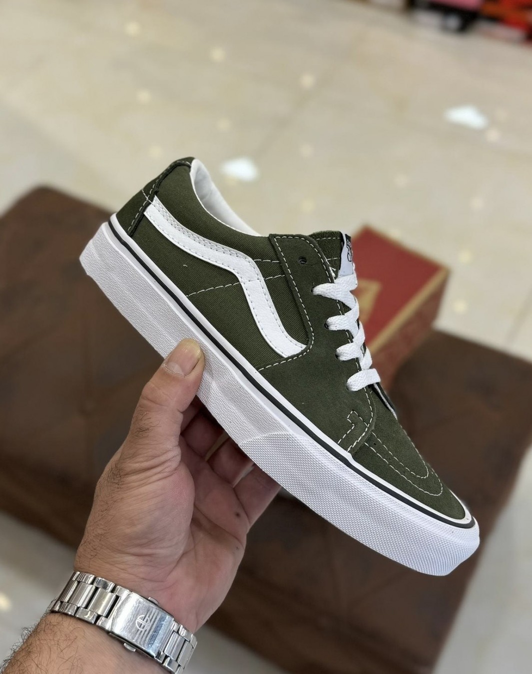 ونس اولد اسکول زیتونی || Vans SK8 Low Reissue SF Olive (کد ۷۶۶)