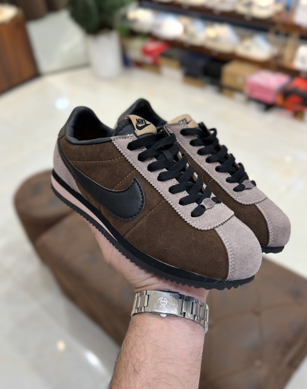 نایکی کورتز قهوه ای تیره || Nike Cortez Brown Black (کد ۷۶۰)