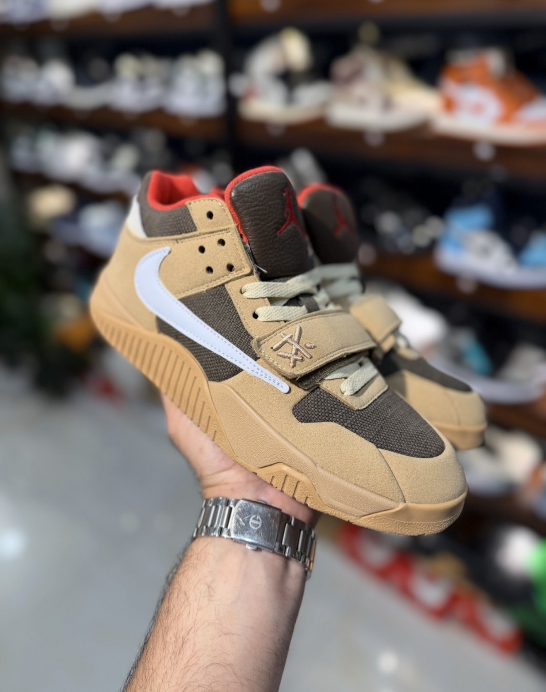 نایکی جردن جامپن خاکی || Nike Jordan Jumpman Jack TR Travis Sail (کد ۷۷۷)