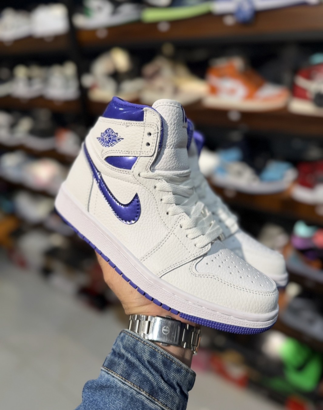 نایکی ایر جردن ۱ ساقدار سفید بنفش || Nike Air Jordan 1 Retro High Court Purple (کد ۷۷۲)