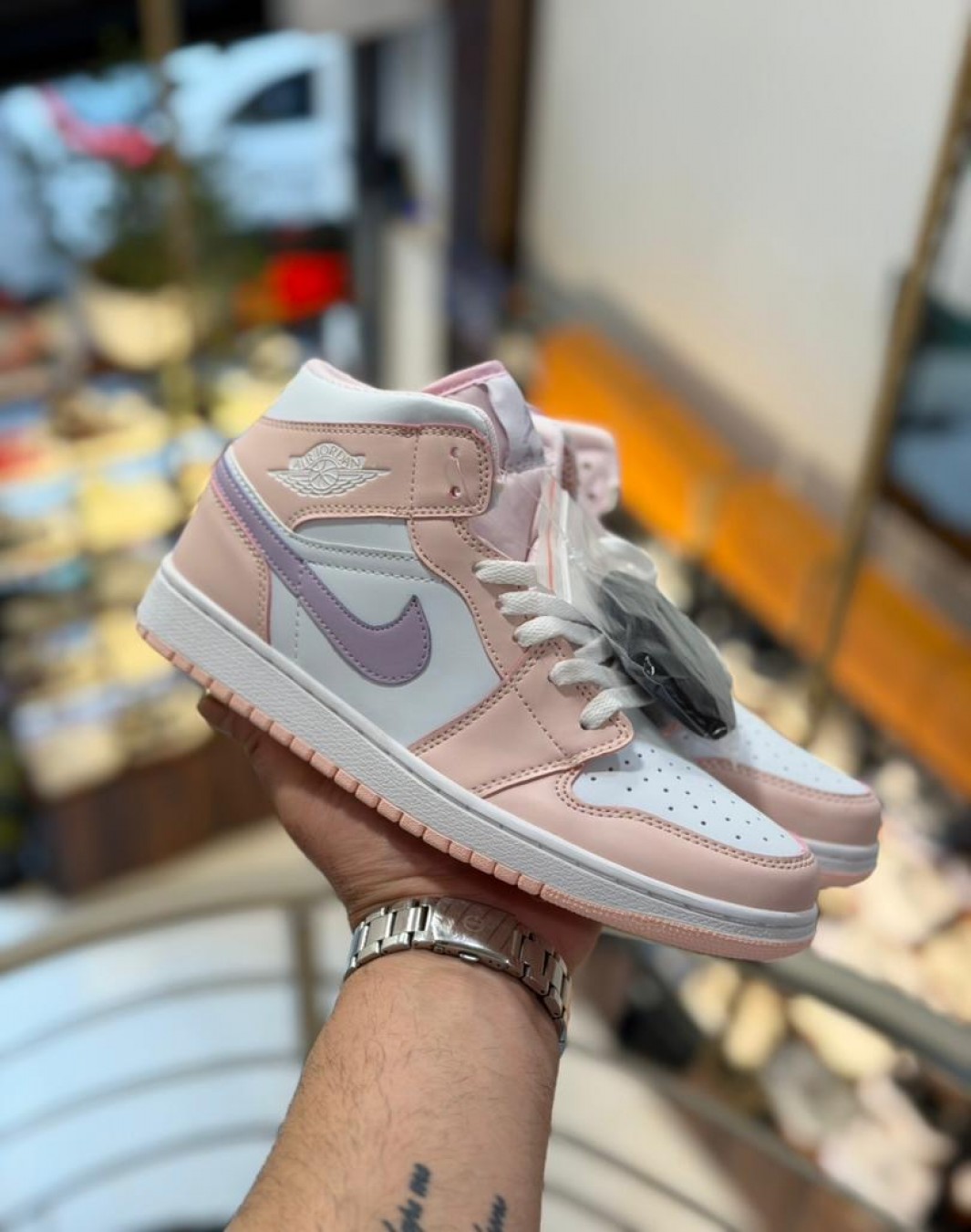 نایکی ایر جردن ۱ ساقدار پینک واش || Nike Air Jordan 1 Mid Pink Wash (کد ۸۱۶)