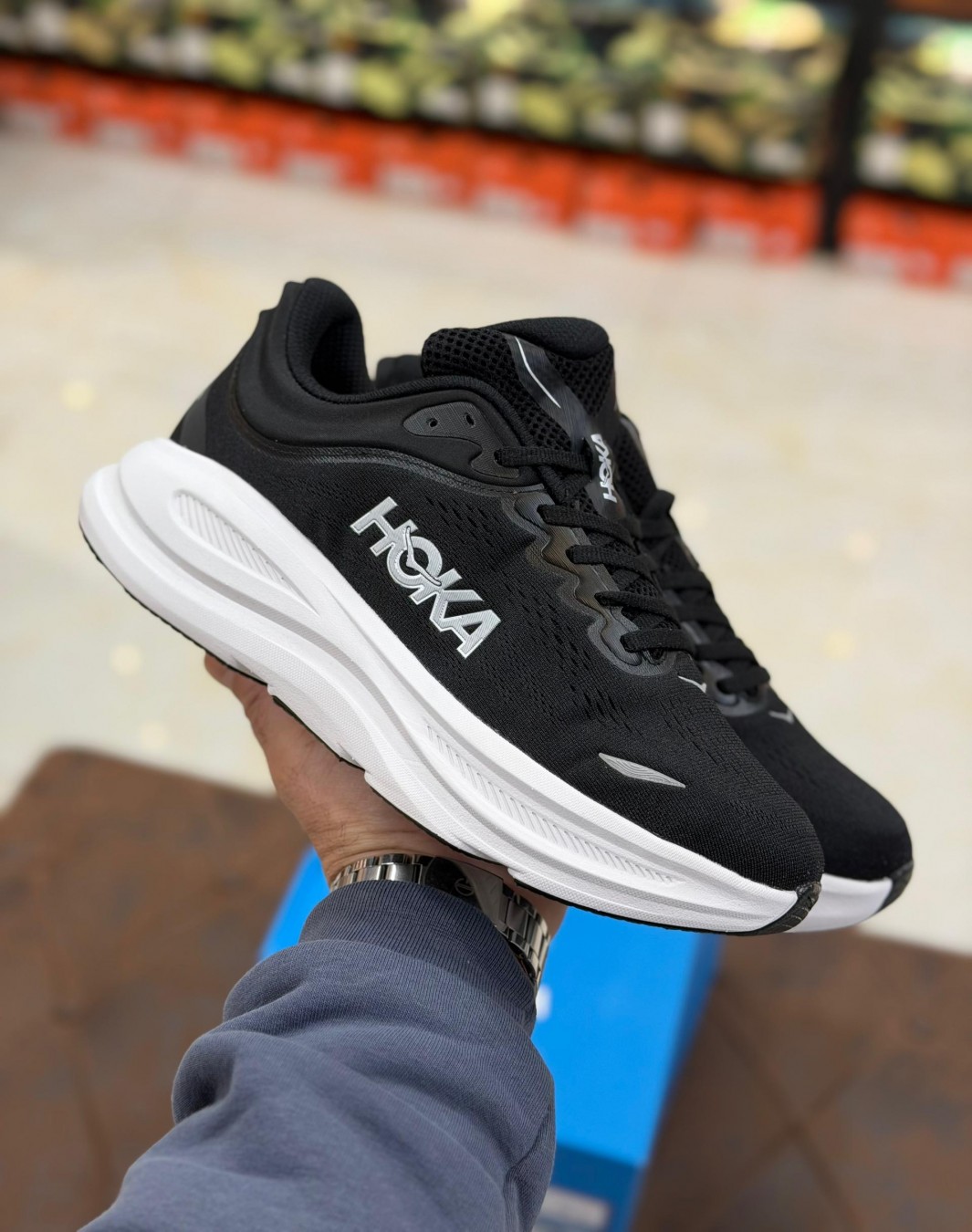 هوکا باندی 9 مشکی سفید || Hoka Bondi 9 Black White (کد ۸۳۱)