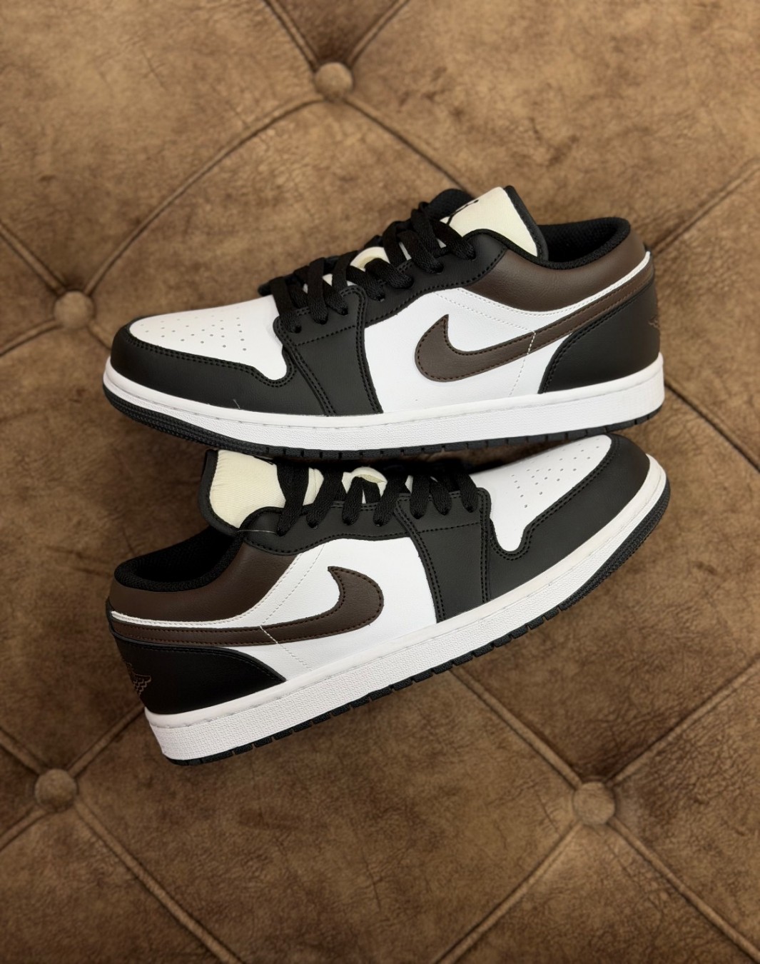 نایکی ایر جردن 1 بدون ساق مشکی قهوه ای‌ || Nike Air Jordan 1 Low Black Brown (کد ۸۳۵)