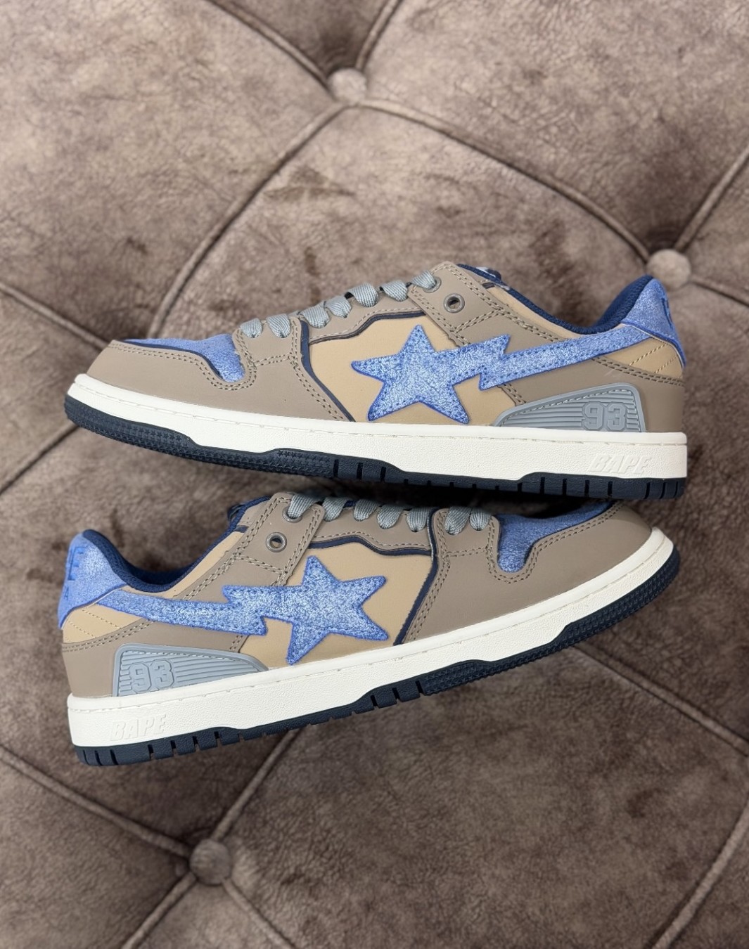 بیپ استا لو قهوه ای آبی || A Bathing APE Bape SK8 Sta Low Grey Blue (کد ۶۸۹)