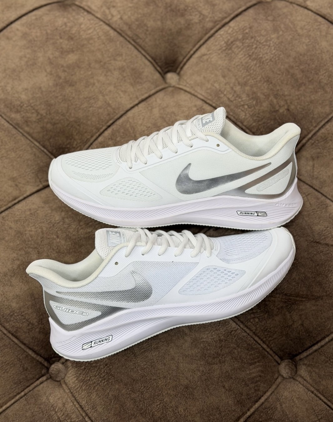 نایکی گاید 10 سفید نقره ای || Nike Guide 10 White Silver (کد 174)