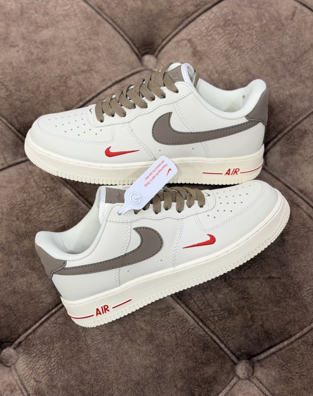 نایکی ایرفورس ۱ کرم قهوه ای || Nike Airforce 1 Low Premium White Brown (کد ۸۸۹)