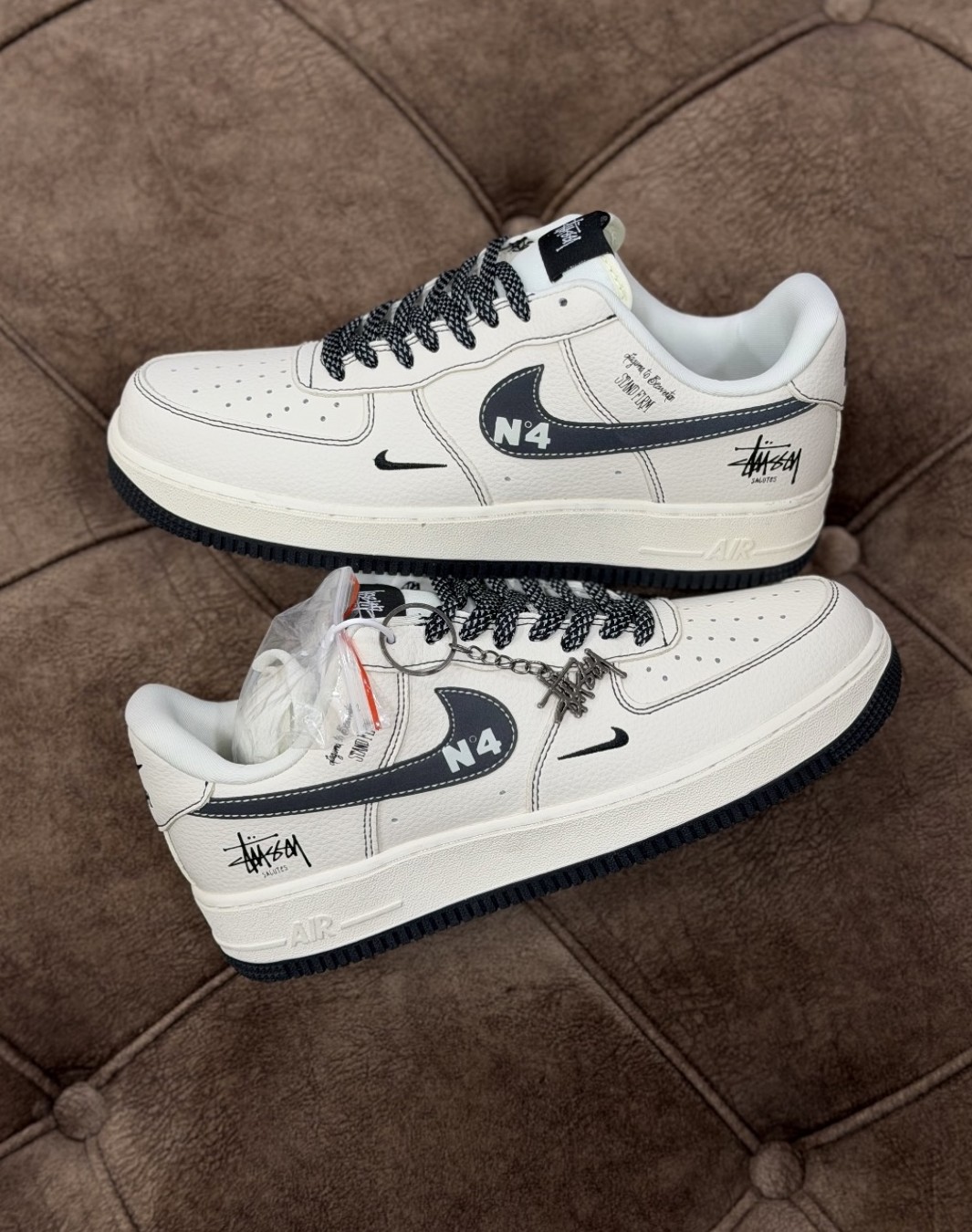 نایکی ایرفورس ۱ استاسی سفید مشکی || Nike Airforce 1 Low Stussy White Black (کد ۸۹۰)