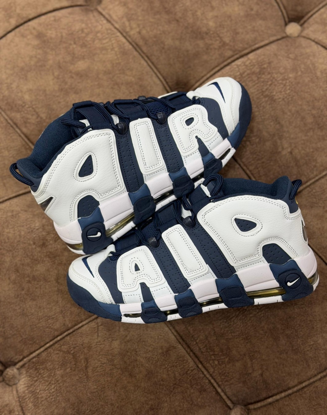 نایکی ایر آپتمپو سفید سرمه ای || Nike Air more up-tempo White Midnight Navy (کد ۹۱۸)
