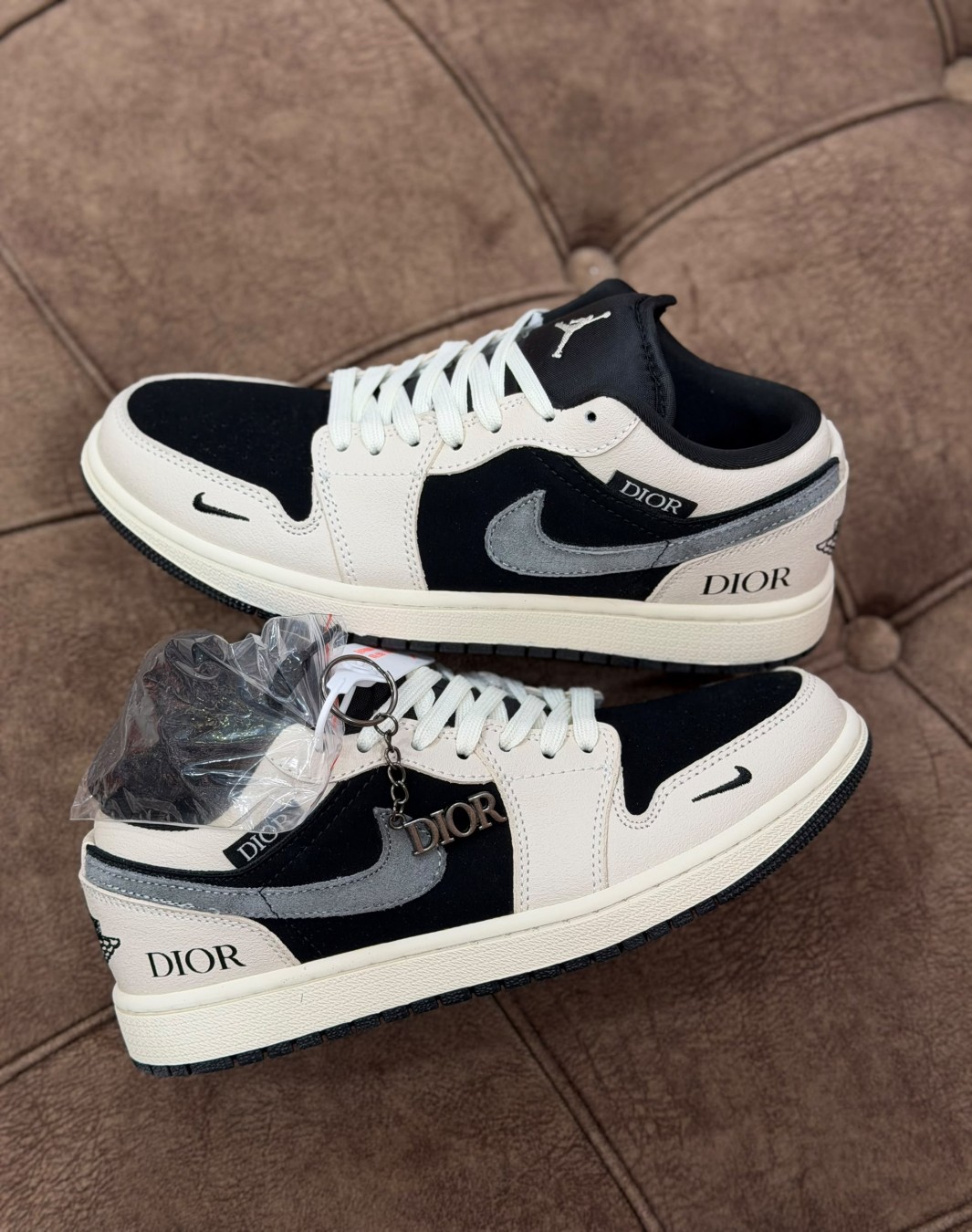 نایکی ایر جردن ۱ بدون ساق دیور سفید مشکی || Nike Air Jordan 1 Low Dior (کد ۹۵۱)