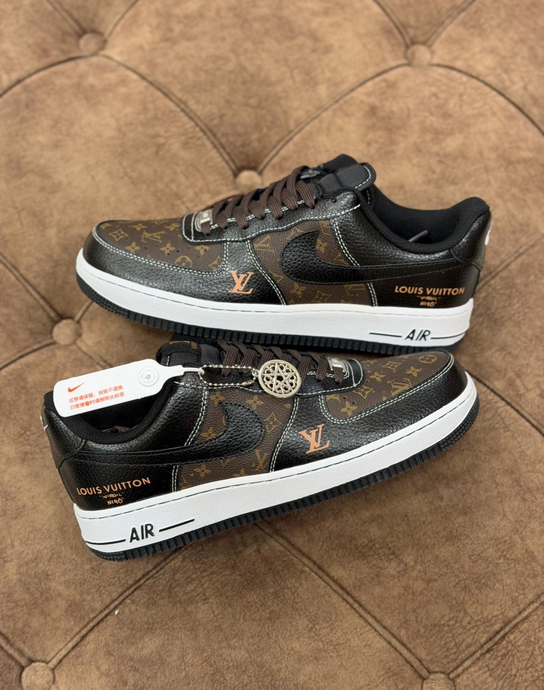 نایکی ایرفورس ۱ لویی ویتون قهوه ای || Nike Airforce 1 Louis Vuitton Brown (کد ۱۰۱۵)