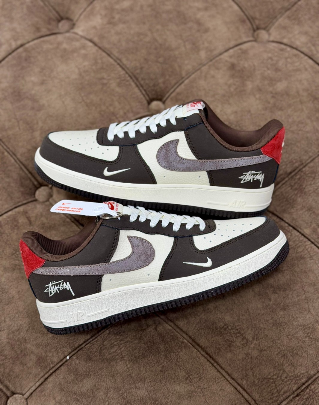 نایکی ایرفورس ۱ استاسی قهوه ای || Nike Airforce 1 Low Stussy Brown (کد ۱۰۱۷)